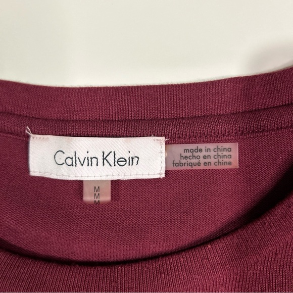 Calvin Klein Sweater Women’s Medium Maroon Red Pullover Top Shirt Cottage Core - Picture 7 of 12